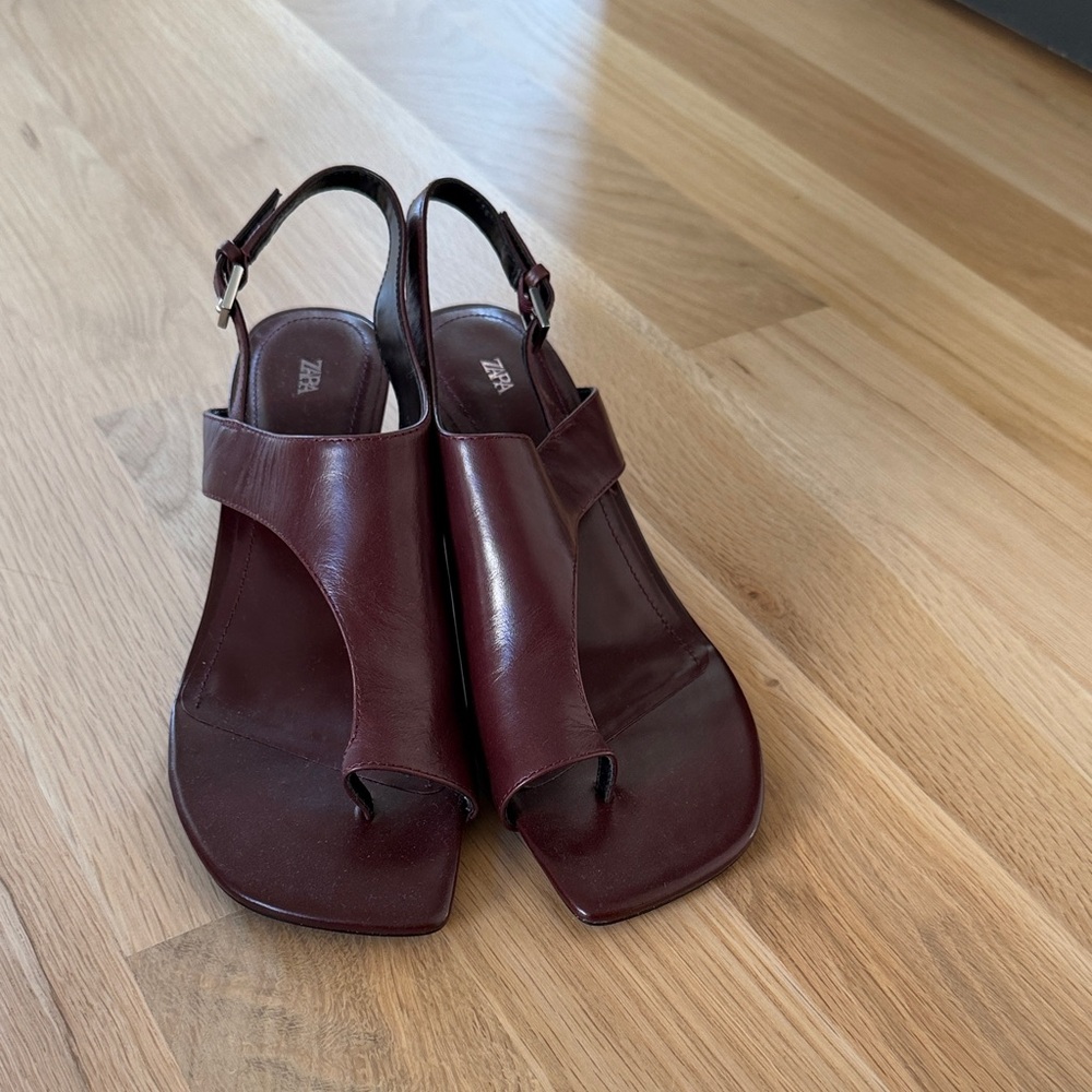 Zara Chunky Leather High Heeled Sandals